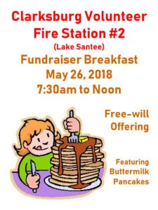 Clarksburg Volunteer Fire Station #2 Fundraiser Breakfasst